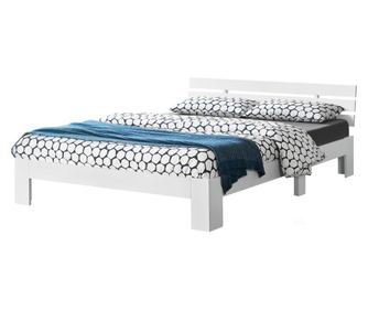 Fenyőfa ágykeret nivala fejtámlával és ágyráccsal faágy fenyőfa 204x164x68 cm max. 200 kg dupla ágy fehér, matt lakkozott [en.c