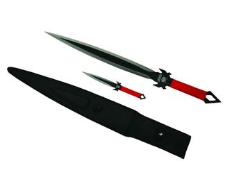 Lovecký meč, Red Ronin, textilní rukojeť, 68,5 cm, vrhací nůž součástí