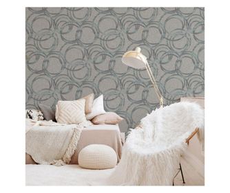 Tapet adawall lux anka 1614-3, superlavabil, model cercuri 3d, gri, rola 1.06m x 15.6m = 16.5mp ANKA