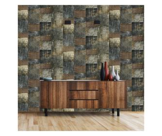 Tapet adawall lux octagon 1215-2, superlavabil, model modern placi metalice 3d, gri, rola 1.06m x 10.05m = 10.6mp OCTAGON