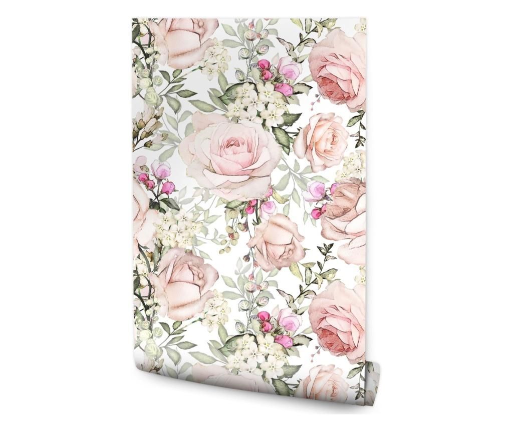 Flowers Roses Nature Leaves Watercolor Wallpaper Roll