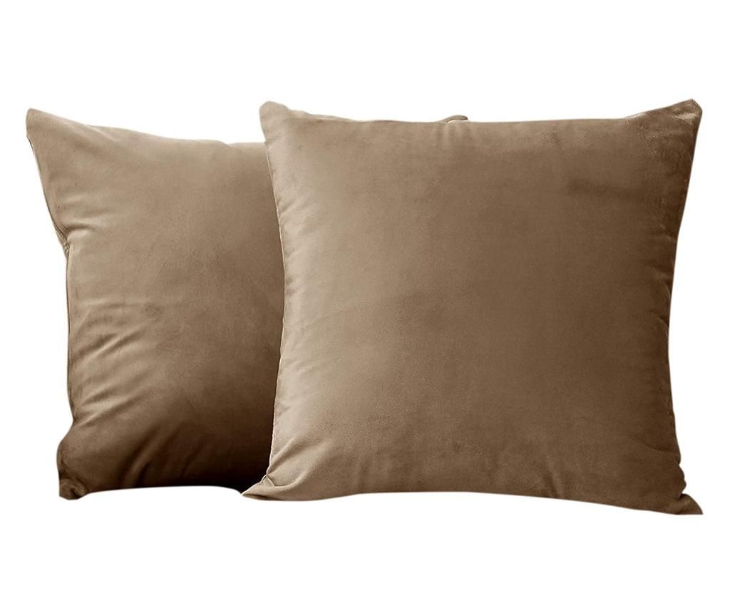 2 darabos bársony díszpárnahuzat cipzárral, Madison, 700 g/ml sűrűség, Latte Madison 50x70cm