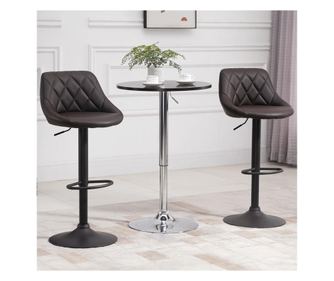 Homcom Комплект от 2 въртящи се бар стола, регулируема височина, изкуствена кожа, 51.5x48x83-104см, кафяв и черен