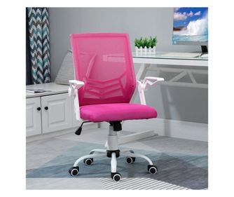 Vinsetto Scaun de Birou Ergonomic cu Cotiere si Suport Lombar, Scaun Birou Pivotant si Inaltime Reglabila din Tesatura Roz HOMCO