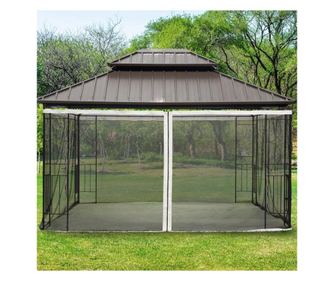Outsunny Plasa de Tantari pentru Corturi, Perdele de Rezerva Universale cu Balamale, 335x207cm, Negru si Bej