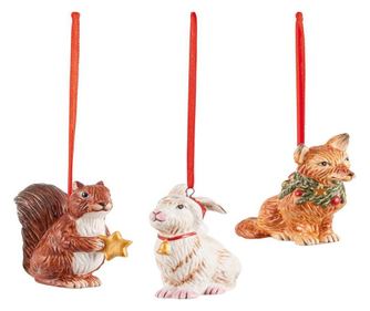 Set 3 decoratiuni portelan, nostalgic ornaments forest animals - 392595