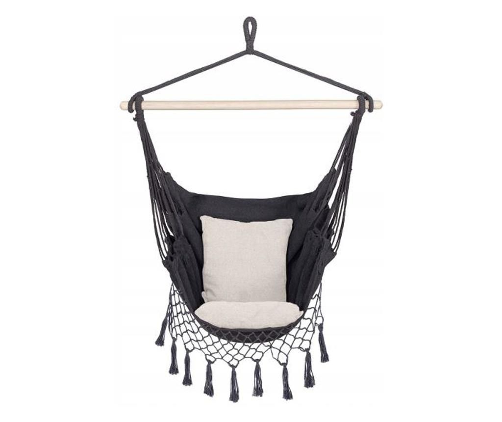 Függőágy szék típus, 2 párnával, szürke és krémszínű, max 150 kg, 130x100 cm, Springos