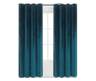 Set 2 draperii Velvet 809 cu rejansa galerie, catifea, turcoaz, latime 1.40 m, inaltime 2.50 m