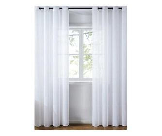 Set 2 x Perdea Voal 1000, alb, cu inele crom, 1.50 m x 2.50 m