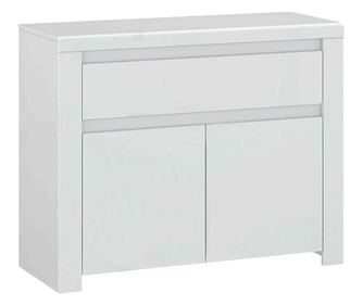 Lindy Fehér Fényes Komód 2 ajtóval és 1 fiókkal, 106x42x85 cm