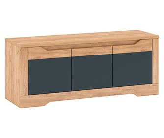 TV állvány, tölgy kézműves szürke barna MDF, fidel, 136x42x55 cm