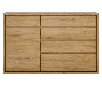 Komoda, 1 vrata, 5 ladica, Shetland Sheldon hrast MDF, 136x40x87 cm