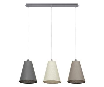 Пендел ОРИОН хром, абажури Камелот Сив + Крем + Пепел, 3xe27