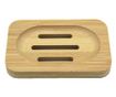 Savoniera din bambus Pufo Nature pentru baie, 11 cm, patrat, maro