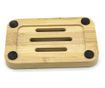 Savoniera din bambus Pufo Nature pentru baie, 11 cm, patrat, maro