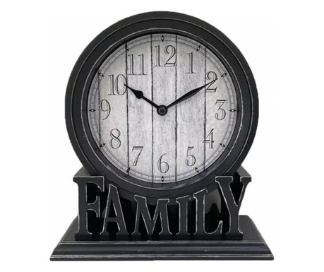 Ceas de masa Pufo Family, model Vintage, 20 x 18 cm, negru