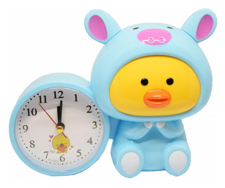 Детски настолен часовник с аларма pufo, модел happy mouse, 20 x 15 cm, син