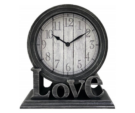 Настолен часовник Pufo Love, Винтидж модел, 20 x 18 cm, сребро