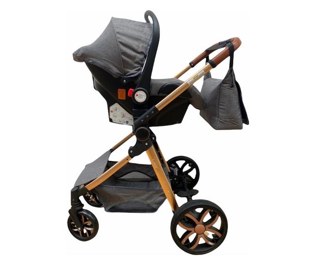 Carucior 3 in 1 transformabil in mod sport cu landou si geanta, 0-36 luni, cpc-12-gri
