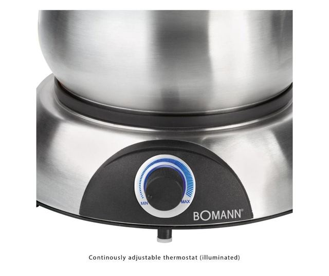 Bomann fondü gép, FD 2248 CB, 1,2 l, 8 fondü villa, rozsdamentes edény, állítható hőmérséklet, túlmelegedés elleni védelem, tűzh