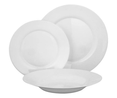 Бял комплект сервиз за маса, за 6 души, Bormioli Toledo, 18 части, 18 чинии с различни размери