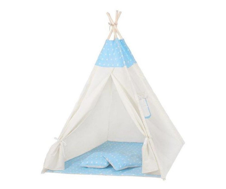 Детска палатка за игра, индийски стил, синя със звезди, 120x100x160 см, Springos