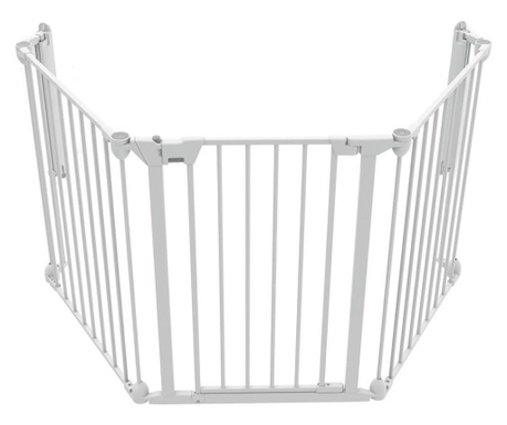 Модулна предпазна ограда с 3 панела, бял метал, MCT N94054