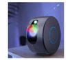Lampa de noptiera cu proiector, LED, telecomanda, bluetooth, 3 culori, grafit, 17x9.2x17 cm, Galaxy Cloud