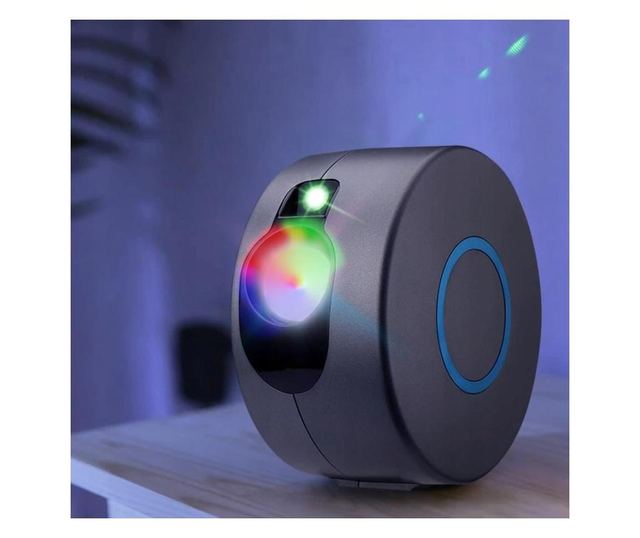 Lampa de noptiera cu proiector, LED, telecomanda, bluetooth, 3 culori, grafit, 17x9.2x17 cm, Galaxy Cloud