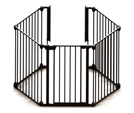 Модулна предпазна ограда с 5 панела, черен метал, MCT N94238