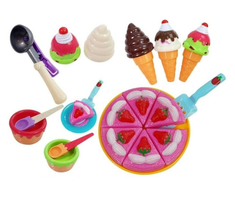 Комплект сладолед и торта за игра, детски, многоцветен MCT 5038