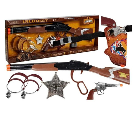 Set de joaca pentru copii, pusca, pistol si accesorii Cowboy LeanToys, 4032
