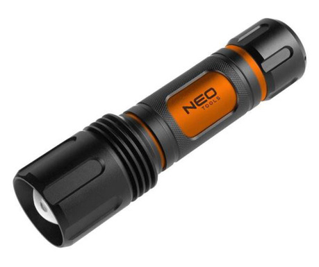 Neo LED CREE Zseblámpa, 20 W, 1500 lm, 6xAA, Fekete/Narancssárga