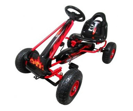 Gokart Pedal Kart, 3-6 години, пневматични гумени колела, ръчна спирачка, G3 MCT - Червен