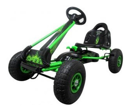 Pedal Kart Gokart, 3-6 години, пневматични гумени колела, ръчна спирачка, G3 MCT - зелен
