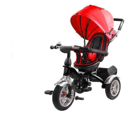 Tricicleta cu pedale pentru copii, cu scaun rotativ si copertina rosie MCT 7671