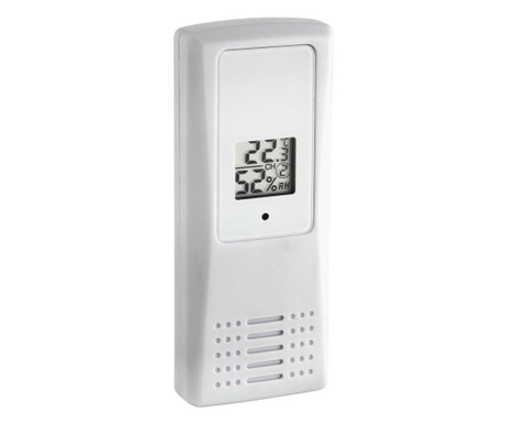 Digitális vezeték nélküli hőmérséklet és páratartalom jeladó, LCD kijelző, fehér, MCT 30.3208.02