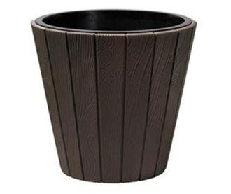 Dekoratív virágcserép, kerek, barna, 11/21 L, 34,8x32,5 cm, Fa