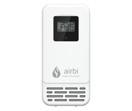 Сензор за температура и влажност, LCD дисплей, бял, AirBi BI1010