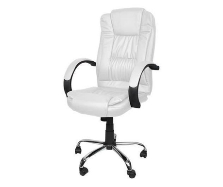Irodai szék, forgó, dönthető funkció, öko-bőr, acél, fehér, max 130 kg, 60x60x113/123 cm, Malatec