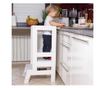 Inaltator multifunctional/ajutor de bucatarie pentru copii, ajustabil, lemn, alb, 39x52x90 cm, Springos