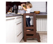 Inaltator multifunctional/ajutor de bucatarie pentru copii, ajustabil, lemn, maro, 39x52x90 cm, Springos