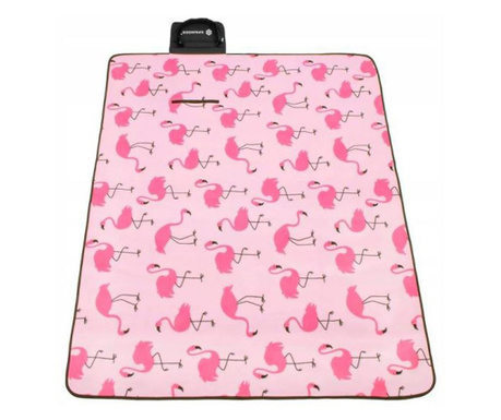 Одеяло за пикник, шарка фламинго, розово, 150х180 см, springos