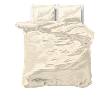 Lenjerie pat Sleeptime beauty duvet cover cream, micropercal, husa 240x220 cm, 2 fete perna 60x70 cm