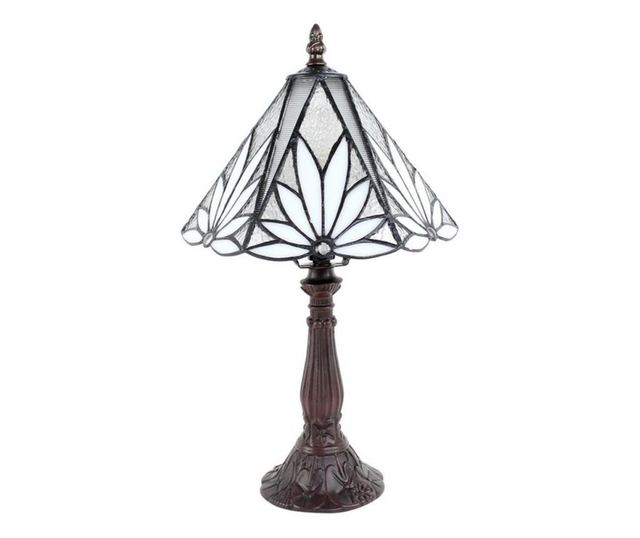 Hnědé polyresinové stolní svítidlo s Tiffany stínidlem II 20x34 cm