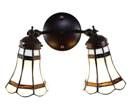 Tiffany III smeđa zidna lampa od željeza i bijelog stakla 30x23x23 cm