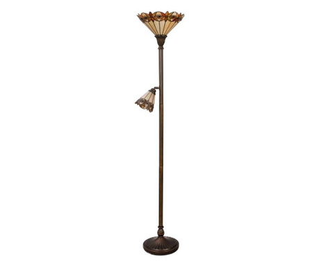 Lampadar cu baza din metal maro si abajur sticla Tiffany 35 cm x 176 cm