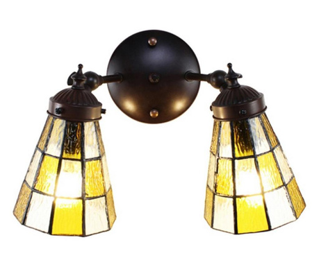 Smeđa zidna lampa od željeza i stakla Tiffany II 30x23x23 cm