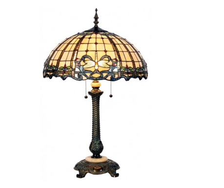 Настолна лампа с Основа от От Полирезин Кафяво И Абажур От стъкло Tiffany 50x80 См