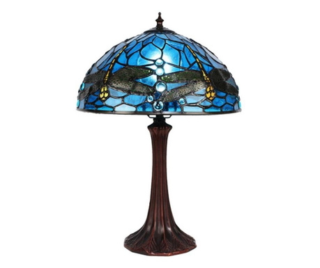 Svetilka z rjavim kovinskim podstavkom in steklenim senčnikom Tiffany 31x43 cm